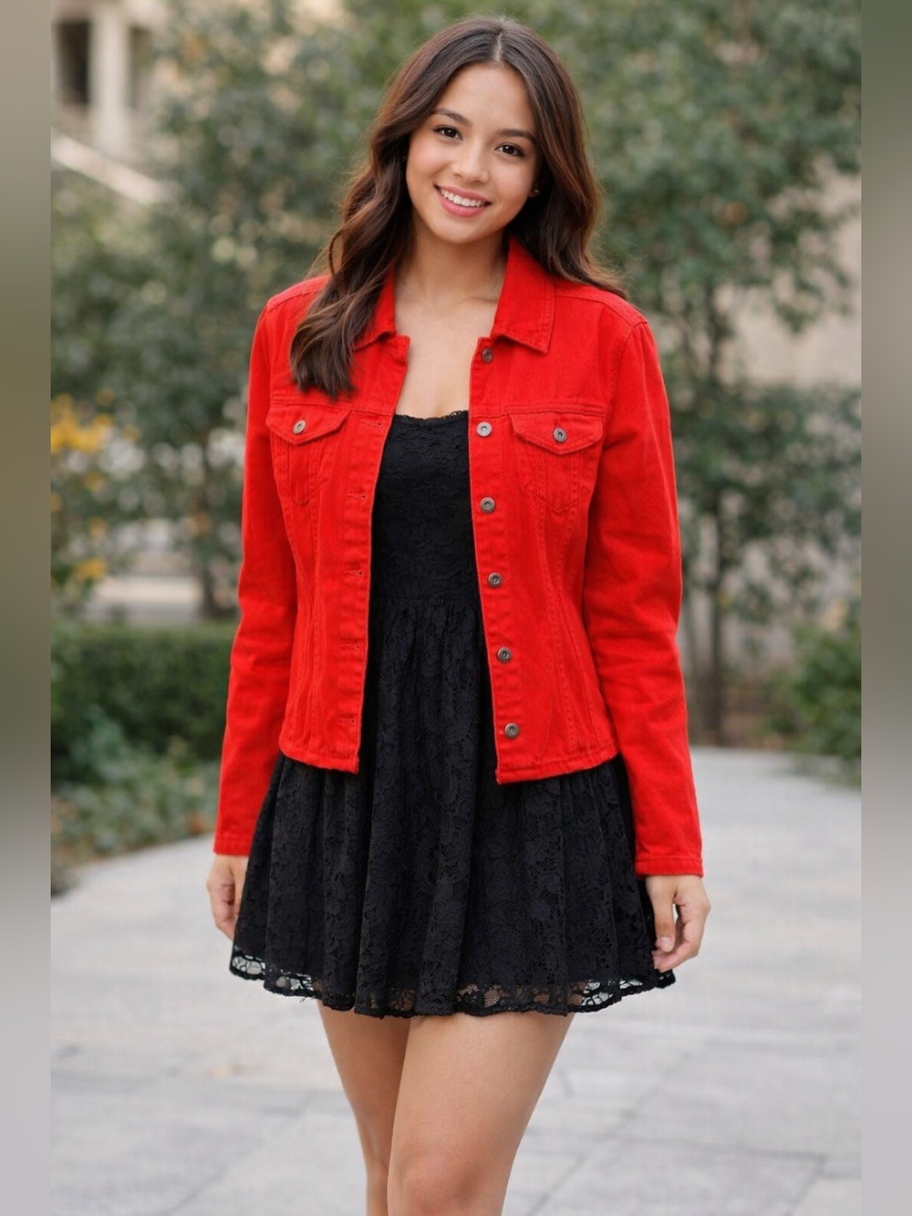 Vintage Red Denim Jacket Jean Jacket Red Jean Jacket Cottagecore teacher classic